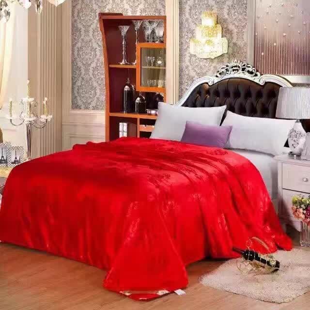 仿真絲紅色蠶絲被
